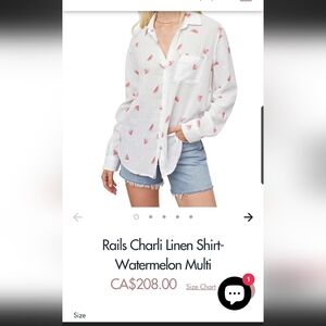 NWOT Rails Charli Linen Shirt- Watermelon Multi Large